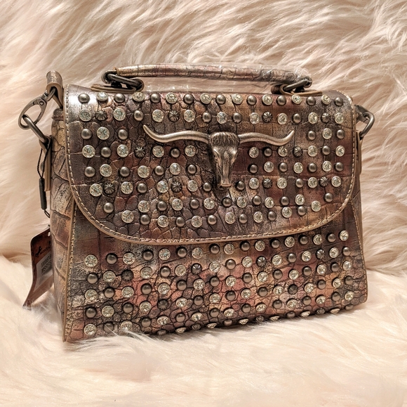 Montana West Handbags - Montana West Long Horn Croc Textured Crossbody